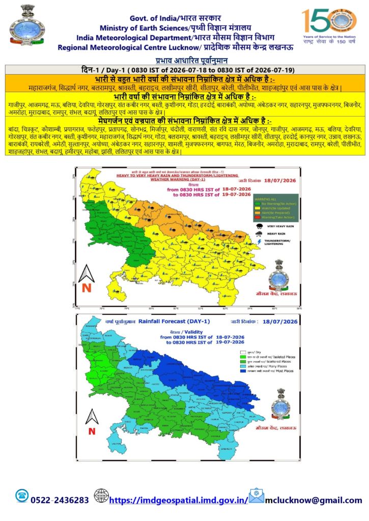 UP Weather Update: उत्तर प्रदेश में मानसून का अटैक, 4 दिन तक गरजेंगे बादल, IMD ने जारी किया ताजा अलर्ट 2 image 28