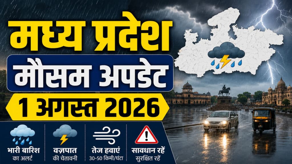 MP Weather Update: 1 अगस्त से 4 जिलों में अति भारी बारिश का अलर्ट, जानें आपके जिले का हाल MP Weather Update 1 August 2026