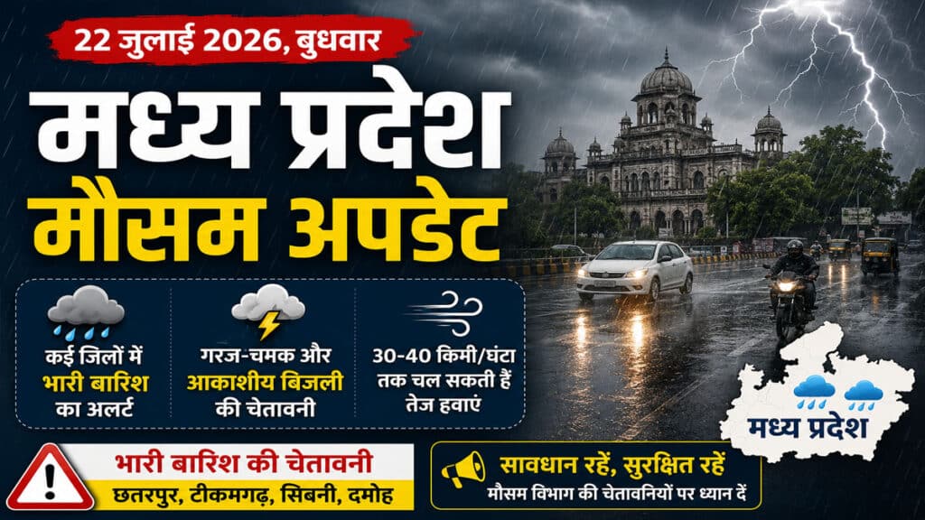 MP Weather Update: मध्य प्रदेश में फिर बरसेगा मानसून, IMD ने जारी किया अलर्ट MP Weather Update 22 July 2026