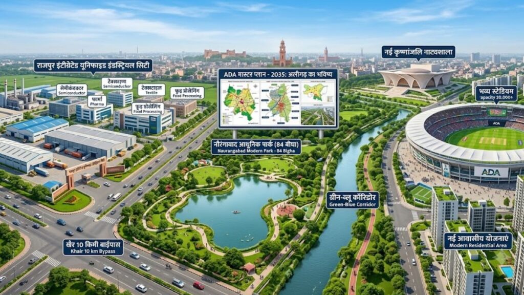 Aligarh News: 2035 में बदल जाएगी अलीगढ़ की तस्वीर, नया स्टेडियम, इंडस्ट्रियल सिटी और 84 बीघा का पार्क; पुरानी कृष्णांजलि की जगह बनेगा भव्य भवन Aligarh Development