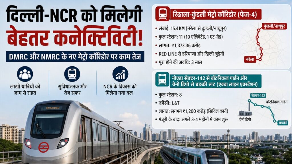 दिल्ली-एनसीआर को मिलेगी नई मेट्रो कनेक्टिविटी, रिठाला-कुंडली कॉरिडोर और नोएडा एक्वा लाइन एक्सटेंशन पर तेजी Delhi NCR Metro