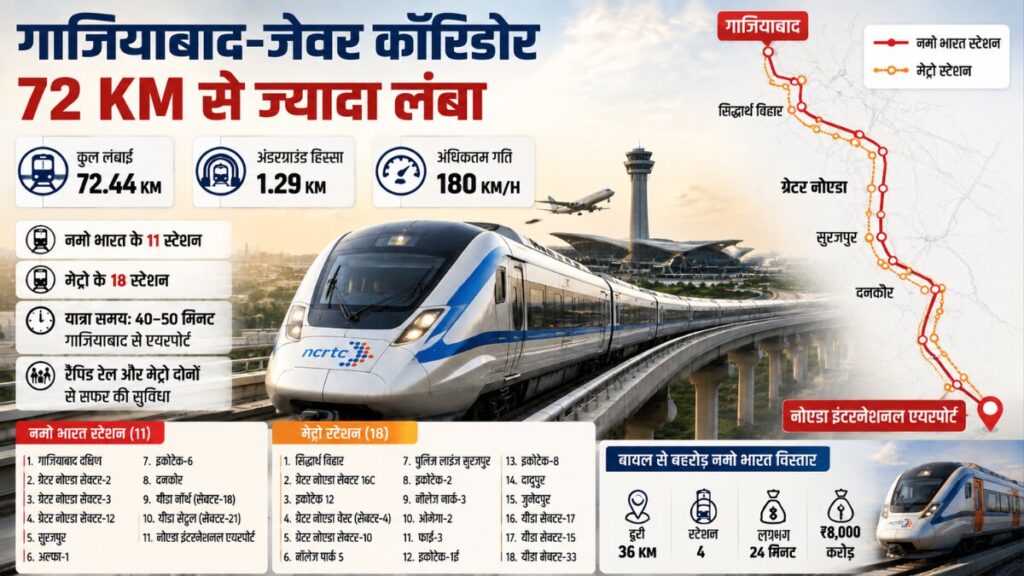 गाजियाबाद से जेवर एयरपोर्ट तक दौड़ेगी नमो भारत, 72 KM के कॉरिडोर से बदलेगी NCR की रफ्तार Namo Bharat Corridor