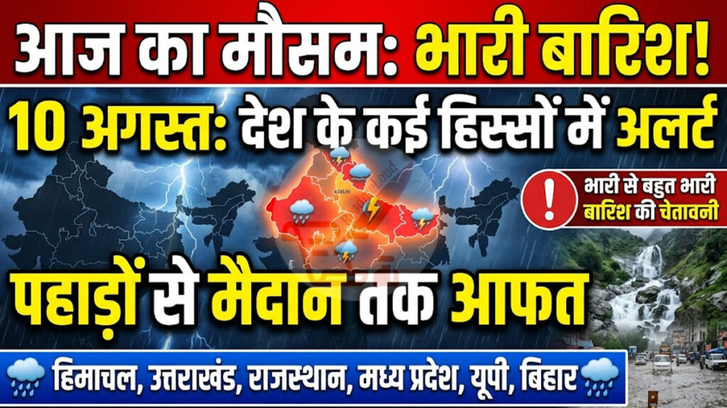 Weather Update: सावधान! देश के 15 से ज्यादा राज्यों में भारी बारिश का ‘रेड-ऑरेंज’ अलर्ट, जानिए अपने शहर का हाल Weather Update 10 August 2026