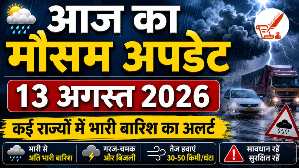 Weather Update: सावधान! बंगाल और ओडिशा में ‘जल प्रलय’ की चेतावनी, IMD ने जारी किया फ्लैश फ्लड अलर्ट Weather Update 13 August 2026