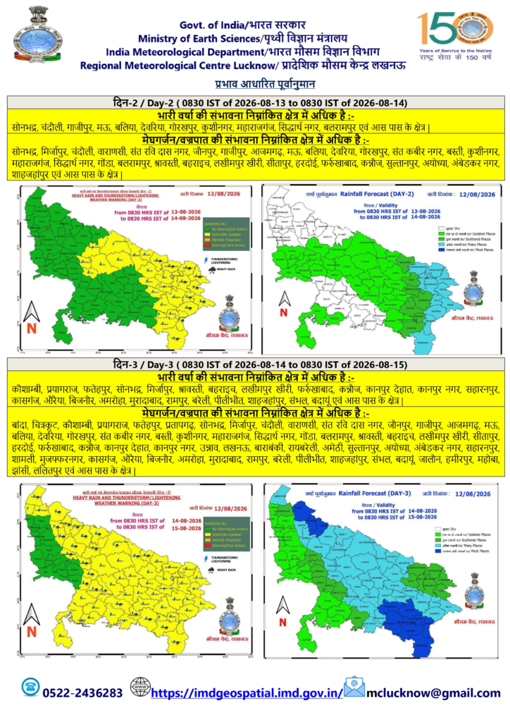 UP Weather Update: आसमान से बरसेगी आफत! गोरखपुर, वाराणसी समेत 30+ जिलों में बिजली चमकने और आंधी का अलर्ट, रहें सतर्क 1 image 35
