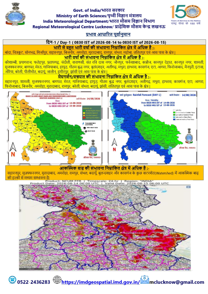 UP Weather Update: किसानों और आमजन के लिए IMD की बड़ी चेतावनी, यूपी में गर्जन और वज्रपात के साथ होगी भीषण बारिश! 1 image 41