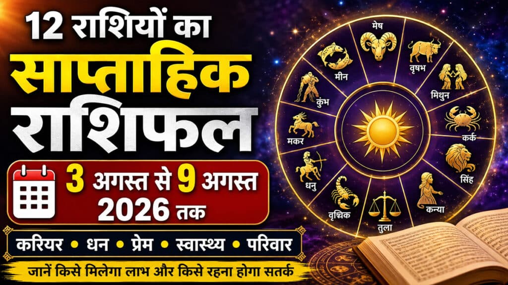 साप्ताहिक राशिफल 3-9 अगस्त 2026: इन राशियों की चमक सकती है किस्मत, जानें किसे रहना होगा सतर्क weekly rashifal 3 to 9 august 2026