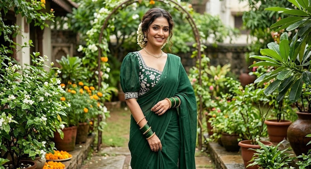हरी साड़ी 4