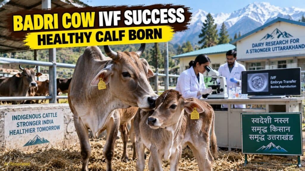 Badri Cow OPU-IVF Calf: उत्तराखंड की बद्री गाय में IVF तकनीक से स्वस्थ बछड़ी का जन्म Badri Cow OPU-IVF Calf