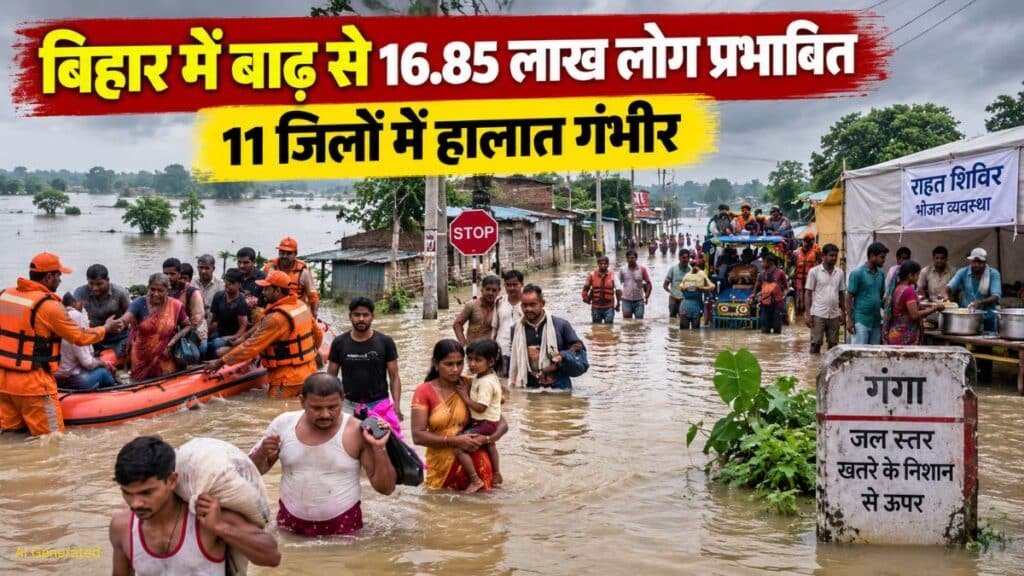 बिहार में बाढ़ का कहर, 11 जिलों के 16.85 लाख लोग प्रभावित, राहत-बचाव कार्य जारी Bihar Flood