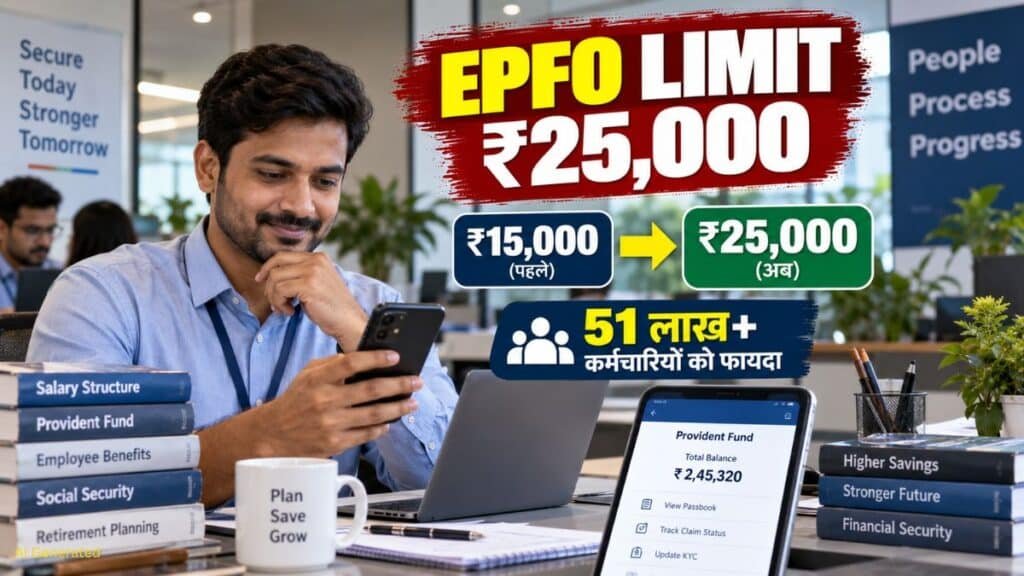 EPFO Wage Ceiling: ₹15,000 से बढ़कर ₹25,000 हुई वेतन सीमा, 51 लाख से ज्यादा कर्मचारियों को मिलेगा फायदा EPFO Wage Ceiling