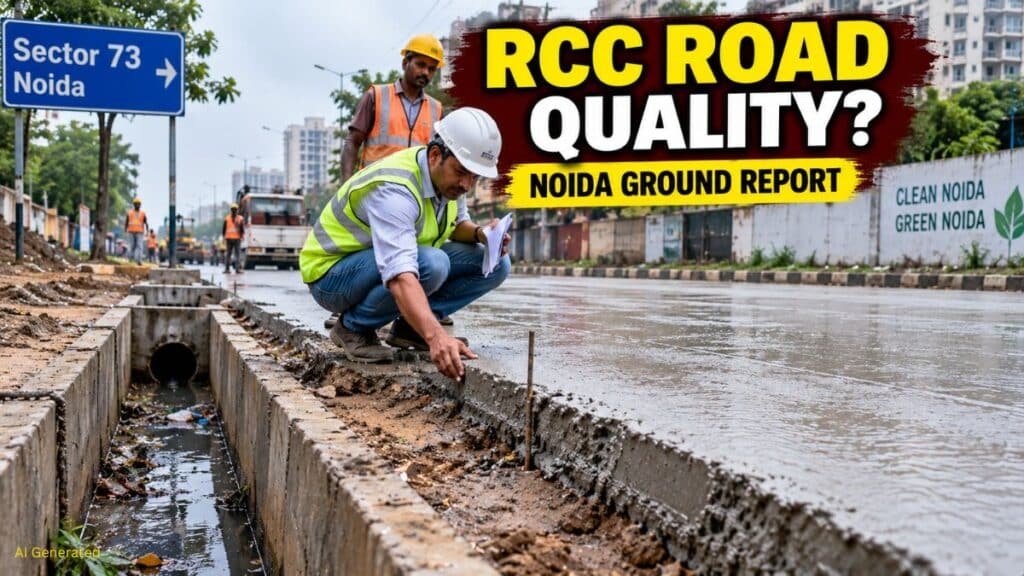 Noida News: रातों-रात ढाल दी 70 मीटर RCC सड़क, निर्माण की मोटाई पर उठे सवाल Noida RCC Road