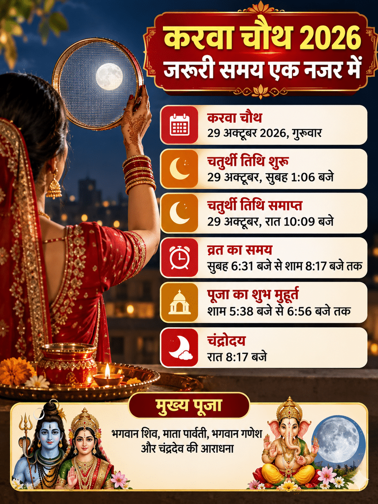 Karwa Chauth 2026 Date: इस दिन रखा जाएगा व्रत, जानें शुभ मुहूर्त और चंद्रोदय का समय 1 image 2