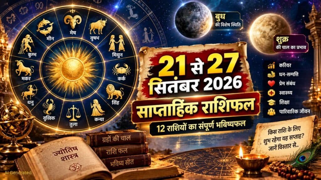 साप्ताहिक राशिफल 21-27 सितंबर 2026: ग्रहों की चाल से बदलेगा सप्ताह का मिजाज, जानें 12 राशियों का हाल साप्ताहिक राशिफल