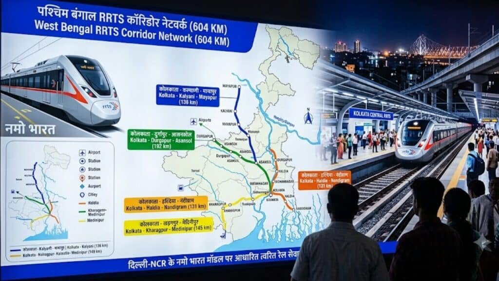 बंगाल में 604 KM के 4 RRTS कॉरिडोर का प्रस्ताव, दुर्गापुर-आसनसोल से हल्दिया और खड़गपुर तक जुड़ेंगे शहर Kolkata Namo Bharat