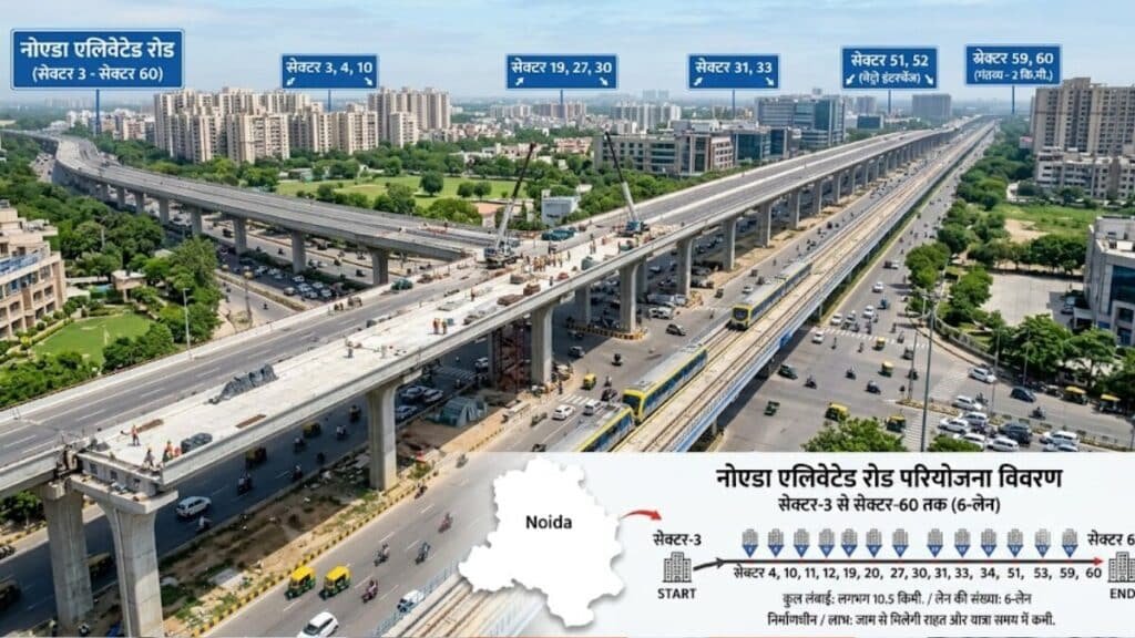 Noida Elevated Road: नोएडा वालों को जाम से मिलेगी राहत! सेक्टर-3 से सेक्टर-60 तक बनेगा 6 लेन एलिवेटेड रोड, जानें किन सेक्टरों से गुजरेगा Noida Elevated Road