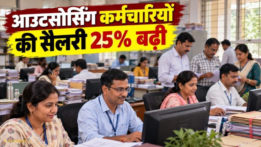 आउटसोर्सिंग कर्मचारियों की सैलरी में 25% बढ़ोतरी, अब हर महीने मिलेंगे 23,200 रुपये आउटसोर्सिंग कर्मचारियों की सैलरी